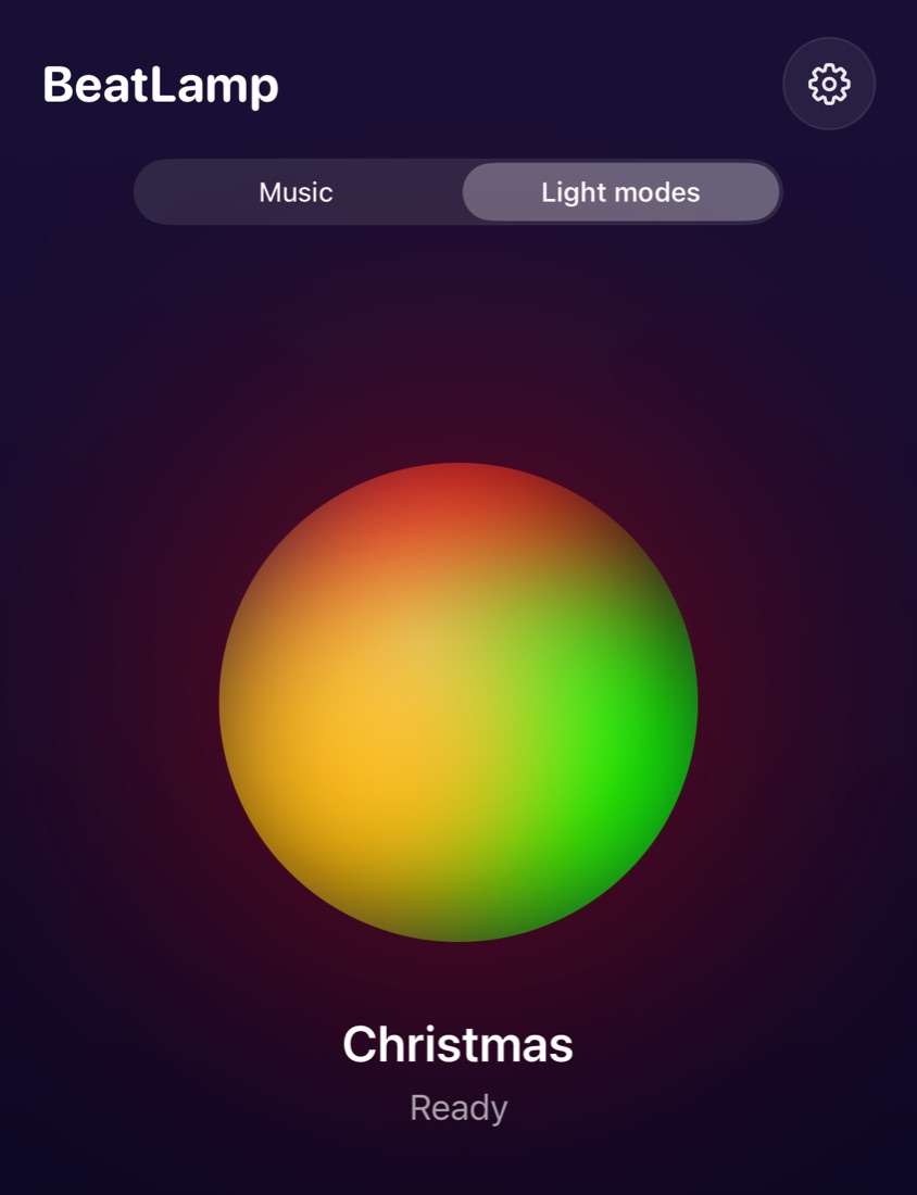 BeatLamp showing the light mode Christmas