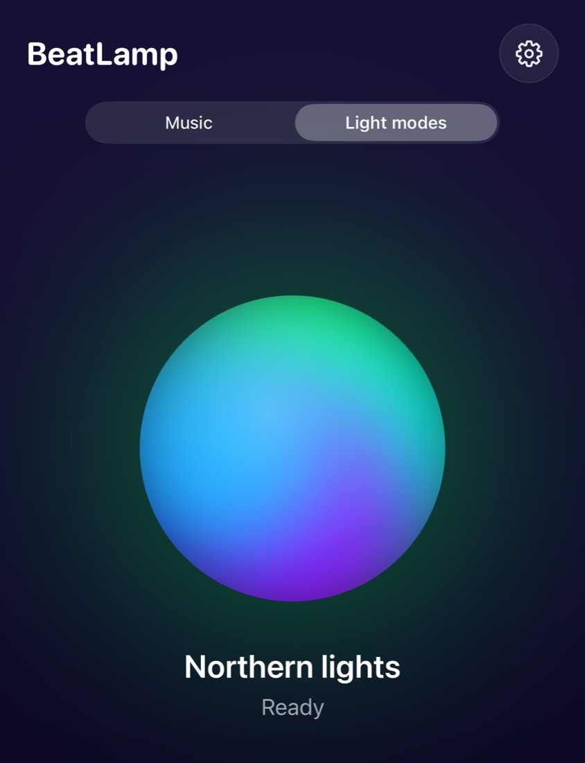 BeatLamp showing the light mode Northern lights