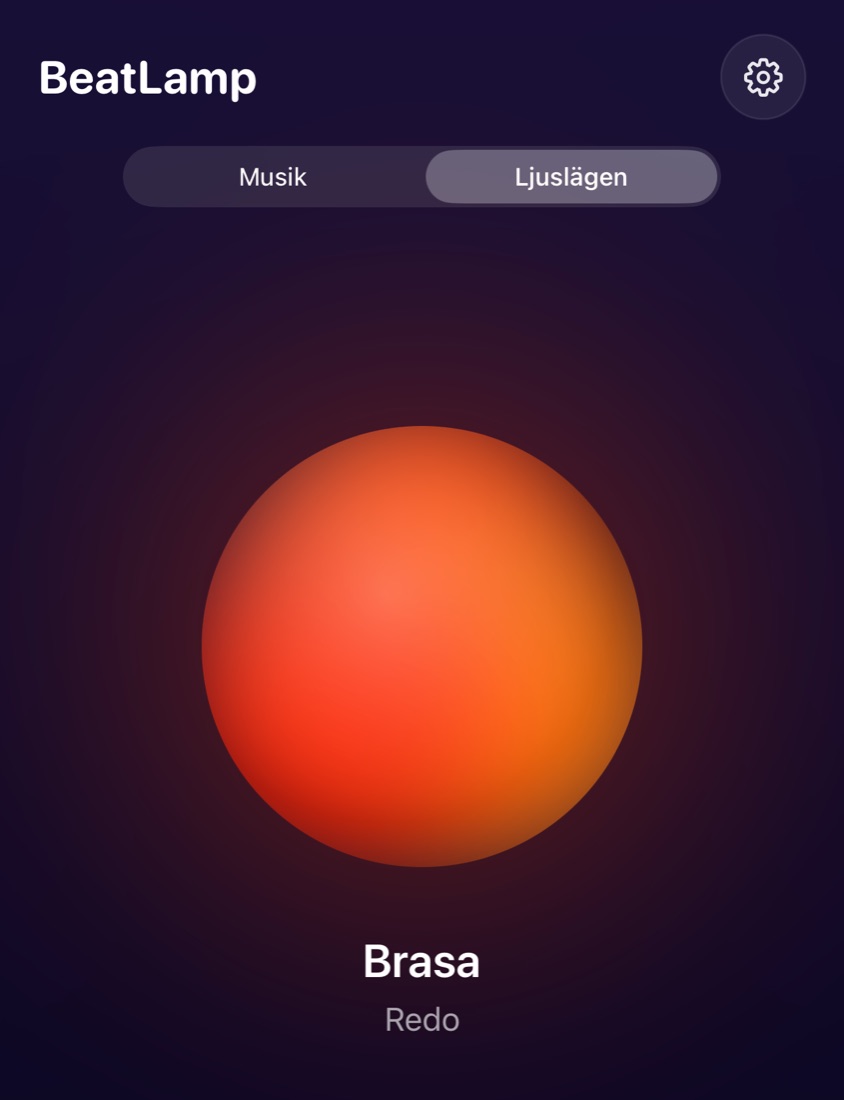 BeatLamp med ljusläget Brasa