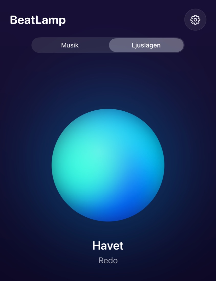 BeatLamp med ljusläget Havet